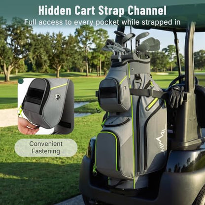 uniHimal Golf Cart Bag, 15 Way Organizer Divider Top with Handles | 15 Separate Compartments,Extra Storage Pockets,Rain Cover,Comfortable carry handles,Tough Abrasion‑Resistant Materials - color: Grey