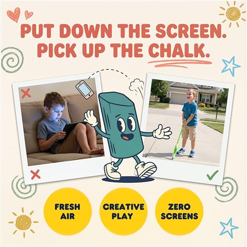 Sidewalk Chalk Holder for Kids and Toddlers – Stand-Up Outdoor Chalk Stick, Adjustable 24-36in Reach, Patented, Includes 2 Chalks | Teal - color: Teal