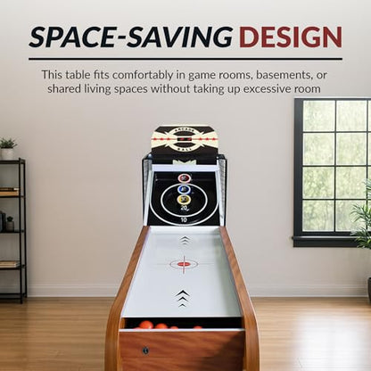 Hathaway Boardwalk 8-ft Arcade Ball Table for Family Game Rooms with LED Track Lighting, Scratch-Resistant Playfield