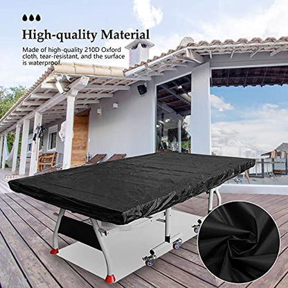 Table Tennis Cover Ox Cloth Waterproof Ping Pong Table Cover with Drawstring Full Protection Dust-Proof Table Cover for Indoor or Outdoor Patio Protective Cover