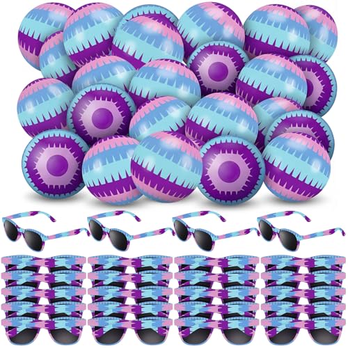 48 Pcs Video Game Themed Party Favors Beach Ball with Glasses 10 Inch Gaming Themed Inflatable Ball Birthday Decorations Team Gift Summer Pool Party Supplies for Goodie Bag - style: Neon