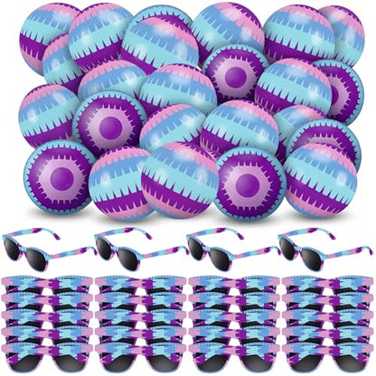48 Pcs Video Game Themed Party Favors Beach Ball with Glasses 10 Inch Gaming Themed Inflatable Ball Birthday Decorations Team Gift Summer Pool Party Supplies for Goodie Bag - style: Neon