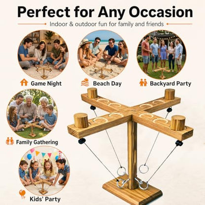 Ring Toss Game for Adults, Wooden Hook and Ring Game, Tabletop & Yard Games for Indoor Outdoor Social Play, Party Games for Family and Friends, Gift Idea - size: Large(15.75in*15.75in*15.35in)