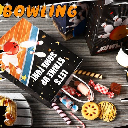 Kolldenn 48 Pcs Bowling Party Favors Bags Bowling Ball Goodie Gift Paper Bags with Handles Sport Candy Treat Pouch for Ball Birthday Party Decorations Supplies - style: Bowling