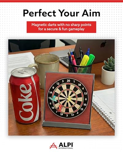 Alpi Tabletop Magnetic Dart Board Set for Kids & Adults - Portable Desk Games - Fun Desk Toys for Office & Home