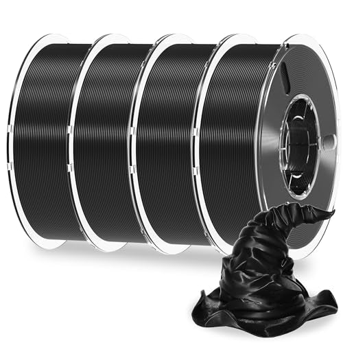 RAMBERY 4KG PLA+ 3D Printer Filament 1.75mm, Toughness Upgraded, 3D Printing Filament Fit Most FDM Printers, PLA Plus Black X 4 Spools - color: Pla+ Black, size: 4kg