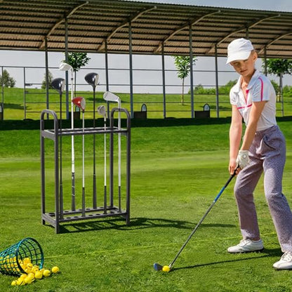 Hicarer 18 Hole Golf Club Holder Metal Golf Club Organizer Stand Rack Putter Stand Display for Indoor and Outdoor Use Home, Black - style: 18 Hole
