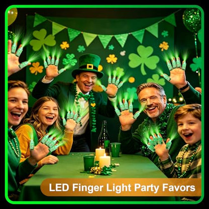 100pcs Green Finger Lights, Glow in the Dark Flashlights for Kids, St. Patrick Party Favors, LED Rave Laser Toys for Christmas Party, Classroom Prizes Carnival Birthday Concert Accessories - style: Green-100