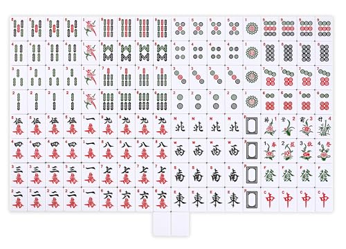 Mose Cafolo Chinese Mahjong Game Set 1.5" X-Large 144 Numbered White Blue Melamine Tiles with Carrying Travel Case,Complete Majong Majiang, Mah Jonng Game Set - color: Blue Tiles