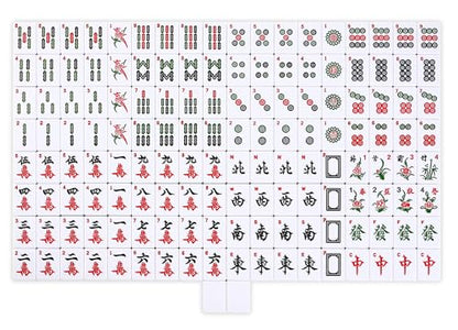 Mose Cafolo Chinese Mahjong Set X-Large 146 Numbered Melamine 1.5" Large Size Tile with Carrying Travel Case, English Manual, Pro Complete Mahjongg Game Set (Majiang, Mah Jongg) - color: Green Tiles