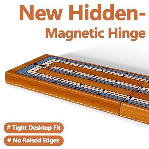 Small Size Travel Wooden Cribbage Board Game Set – 2-Track Foldable Cribbage with Magnetic Storage, 6 Metal Pegs & Full Deck of Cards – Perfect for Family Game Night, Traveling & Camping - style: Foldable