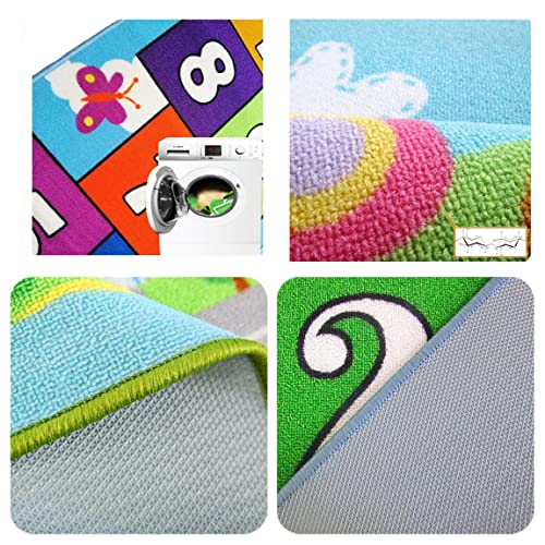 Hop and Count Hopscotch Rug, Kids Floor Play Area Rug Game Carpet Crawl Jump Mat, Children Numbers Learning Non-Slip Rug, Great for Ages 3 to 7 Boys Girls, Home Decor, 26''x55'' - size: 26''x55'' (66x140cm)