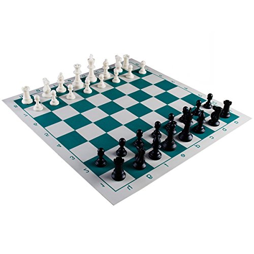 Amerous Chess Set 17" x 17" Roll-up Travel Chess in Carry Tube with Shoulder Strap Easy to Carry for Beginner and Kids