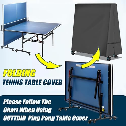 Foldable Ping Pong Table Cover for Outdoor & Indoor Folding 9 x 5 FT Table Tennis Tables Windproof Cover with Zipper & Buckles - color: Black