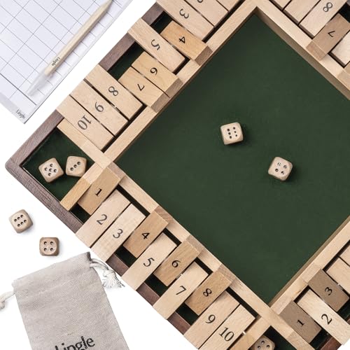 11.8 Inch Shut The Box Dice Game, 2-4 Player Wooden Board Table Math Games, Classic Shut The Box Board Game