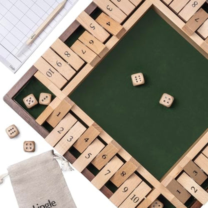 11.8 Inch Shut The Box Dice Game, 2-4 Player Wooden Board Table Math Games, Classic Shut The Box Board Game