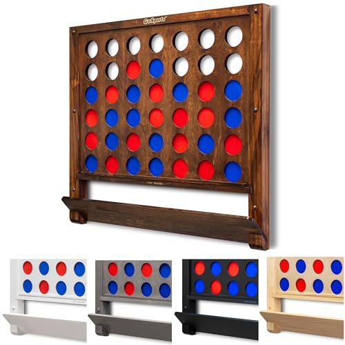 GoSports Wall Mounted Giant 4 in a Row Game - Jumbo 4 Connect Family Fun with Coins - color: Brown
