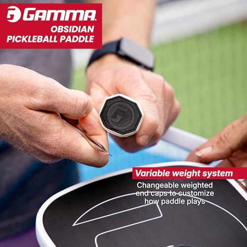 GAMMA RCF Obsidian Pickleball Paddle, Raw Carbon Fiber, 10mm, 13mm, and 16mm Options, Comfortable Molded Foam Handle, Sleak Design, Customizable Handle Weight System - style: Obsidian 16