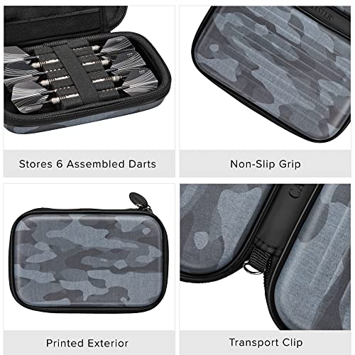 Casemaster Sentinel 6 Dart Case, Holds Extra Accessories, Tips, Shafts and Flights, Compatible with Steel Tip and Soft Tip Darts, Impact & Water Resistant Tactech Shell, Black Camo - color: Black Camo