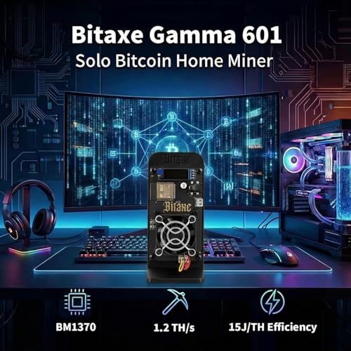 Bitaxe Gamma 601 Bitcoin Miner 1.2TH/s ASIC BM1370 Chip Solo Lottery BTC Miner 18W Low Power Consumption and OLED Display for Home Mining Black - color: Black
