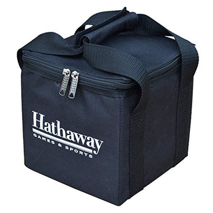 Hathaway Bocce Ball Set - Includes 8 3.5" Resin Bocce Balls, a 1.5" Pallino Ball, Official Rule Book, & Nylon Carrying Bag - Basic Bocce Ball Game Set for Beach Outings, Backyards, & More