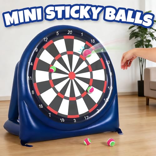 6FT Giant Football Toss & Soccer Dart Board Game, Inflatable 2-Sided Outdoor Yard Game with Pump, Backyard Carnival Party Game for Family