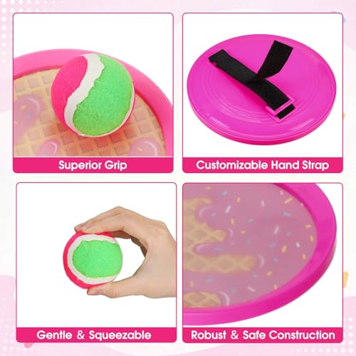 Arrowbash Toss and Catch Ball Game for Kids, 12 Paddles and 6 Sticky Balls, Toddler Baseball Glove & Catch Ball Toys Beach Outdoor Toys Birthday Gift Set for Ages 5 6 7 8-12(12 Pcs,Ice Cream) - style: Ice Cream