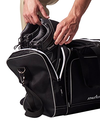 Athletico Bowling Bag for Single Ball - Single Ball Tote Bag With Padded Ball Holder - Fits a Single Pair of Bowling Shoes Up to Mens Size 14 - color: Black
