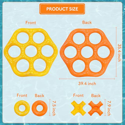 Tic-Tac-Toe Pool Toys Game Set, Giant Floating Tic Tac Toe Game, Pool Toys Party Game for Adults Teens, Summer Water Party Backyard Beach Yard Field Day Outdoor Activities - color: Orange and Yellow