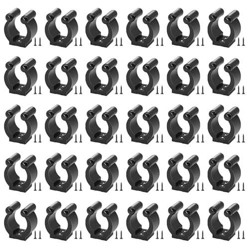 30 Pieces Pool Cue Holder Clips with Screws, Wall Mounted Fishing Rod Clips, Multi-Functional Storage Clamps Rack for Billiards Cue, Snooker Cue, and Fishing Pole