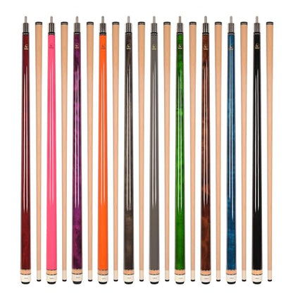 ASKA Set of Wrapless 2-Piece Billiard Pool Cue Sticks L3, 58" Hard Rock Canadian Maple, 13mm Hard Leather Tip, Mixed Weights and Colors - style: Set of 10 Sticks