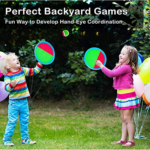 Ball Catch Set Games Toss Paddle,Kids Outdoor Toys, Toss and Catch Game Set, Beach Toys Back Yard Backyard with 2 Paddles 2Balls Yard Games Suitable for Kids Birthday Gift Ideal