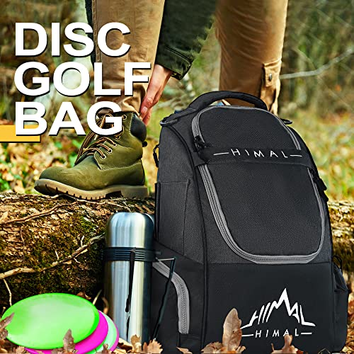 HIMAL HIMAL Disc Golf Bag Holds 22+ Discs, Durable Disc Golf Backpack with Large Capacity, and Multiple Storage Pockets - color: Black