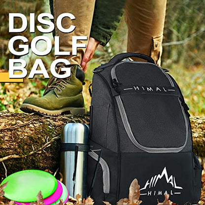HIMAL HIMAL Disc Golf Bag Holds 22+ Discs, Durable Disc Golf Backpack with Large Capacity, and Multiple Storage Pockets - color: Black