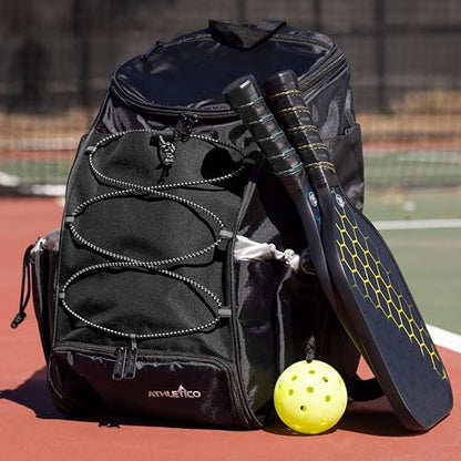Athletico 35L Pickleball Backpack - Pickleball Bags for Men or Women Includes Pickleball Ball Holder - color: Black