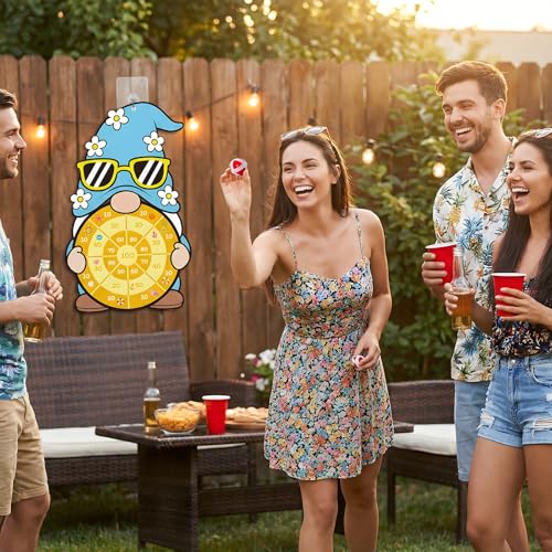29 Inch Gnome Target Game with 12 Sticky Balls and Hook, Hanging Toss Target Game for Party Games, Indoor Outdoor Carnival Games, Birthday Activities and Family Gatherings