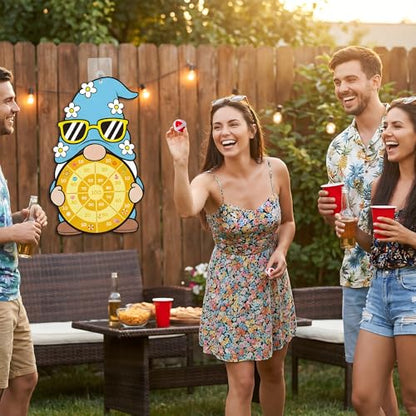29 Inch Gnome Target Game with 12 Sticky Balls and Hook, Hanging Toss Target Game for Party Games, Indoor Outdoor Carnival Games, Birthday Activities and Family Gatherings