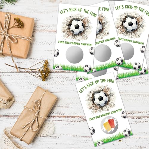 50 Pcs Let's Kick-up The Fun Soccer Themed Scratch off Game Cards, Football Scratch Card for Baby Shower, Birthday Party, Lottery Activity Group Games, Gifts for Soccer Lovers Party Supplies - color: Grass Green