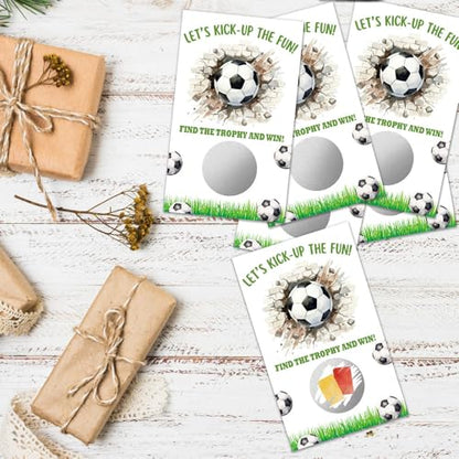 50 Pcs Let's Kick-up The Fun Soccer Themed Scratch off Game Cards, Football Scratch Card for Baby Shower, Birthday Party, Lottery Activity Group Games, Gifts for Soccer Lovers Party Supplies - color: Grass Green