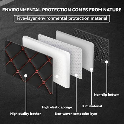 Car Floor Mats Fit for Dodge Dart 2013-2016 All Weather Durability Leather Car Floor Mats, Skidproof Pedal, Waterproof, Wear-reistant(Black Red) - color: Black Red
