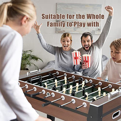 GLACER Foosball Table, 54" Wooden Full Size Foosball Table with 2 Balls, Adjustable Leg Levelers, Sliding Bead Scorers, Indoor Outdoor Soccer Table Game for Adults, Kids, Game Room, Home, Office