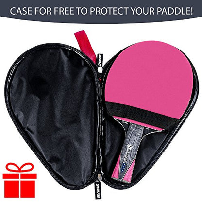 Ping Pong Paddle with Killer Spin + Case for Free - Professional Table Tennis Racket for Beginner and Advanced Players - Improve Your Ping Pong Skills with JT Ping Pong Paddle Set - color: pink