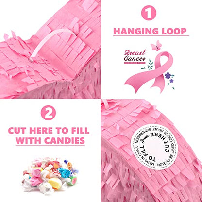 Deekin Piñata Stick with Blindfold Confetti Set Piñata for Valentine's Day Birthday Party Decorations Party Gaming Theme Holiday Celebration Supply(Pink Heart) - style: Pink Heart