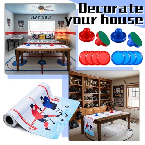 Air Hockey Top Set Table Top Set Air Hockey Pushers Table Runner for Sports Game Party Decor Gift
