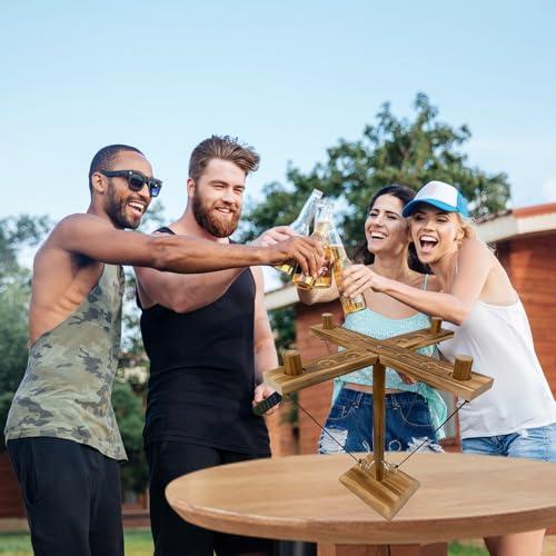 Hook Toss Game, Ring Toss Game, Handmade Wooden Ladder, Throwing Hook and Ring Battle Game for Family