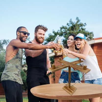 Hook Toss Game, Ring Toss Game, Handmade Wooden Ladder, Throwing Hook and Ring Battle Game for Family