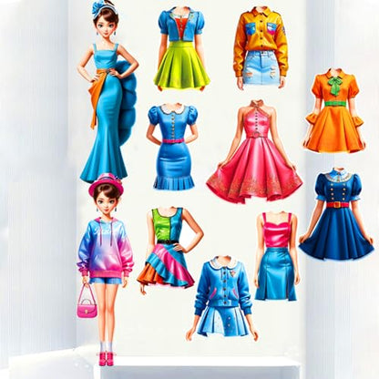 Magnetic Dress Up Paper Doll,Magnet Princess Dress Up Dolls for Girls Ages 4-7 Kids,Travel Activities Road Trip Car Ride Interactive Learning Created Imagine Set Birthday Gift (D Set) - color: D Set