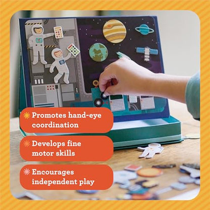 Petit Collage Magnetic Play Scene, Construction Site – Magnetic Game Board with Mix and Match Magnetic Animal Friends, Ideal for Ages 3+ – Includes 2 Scenes and 40 Magnet Pieces - color: Multicolor