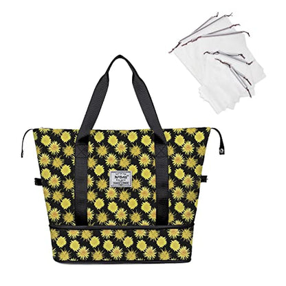 NPBAG Women Travel Duffel, Multi Functional Large Expandable Weekender Carry-on Tote, Gym Workout Overnight Bag, Mommy Hospital Bag for Labor and Delivery - color: Basic-Chrysanthemum, style: Basic Version