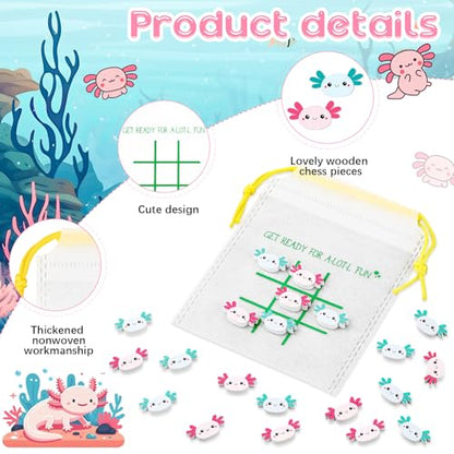 Sotiff 36 Set Tic Tac Toe Games Bulk Axolotl Party Favors Axolotl Tic Tac Toe with Bag Animal Birthday Party Gifts Classroom Exchange Gifts Outdoor Indoor Activities - style: Axolotl